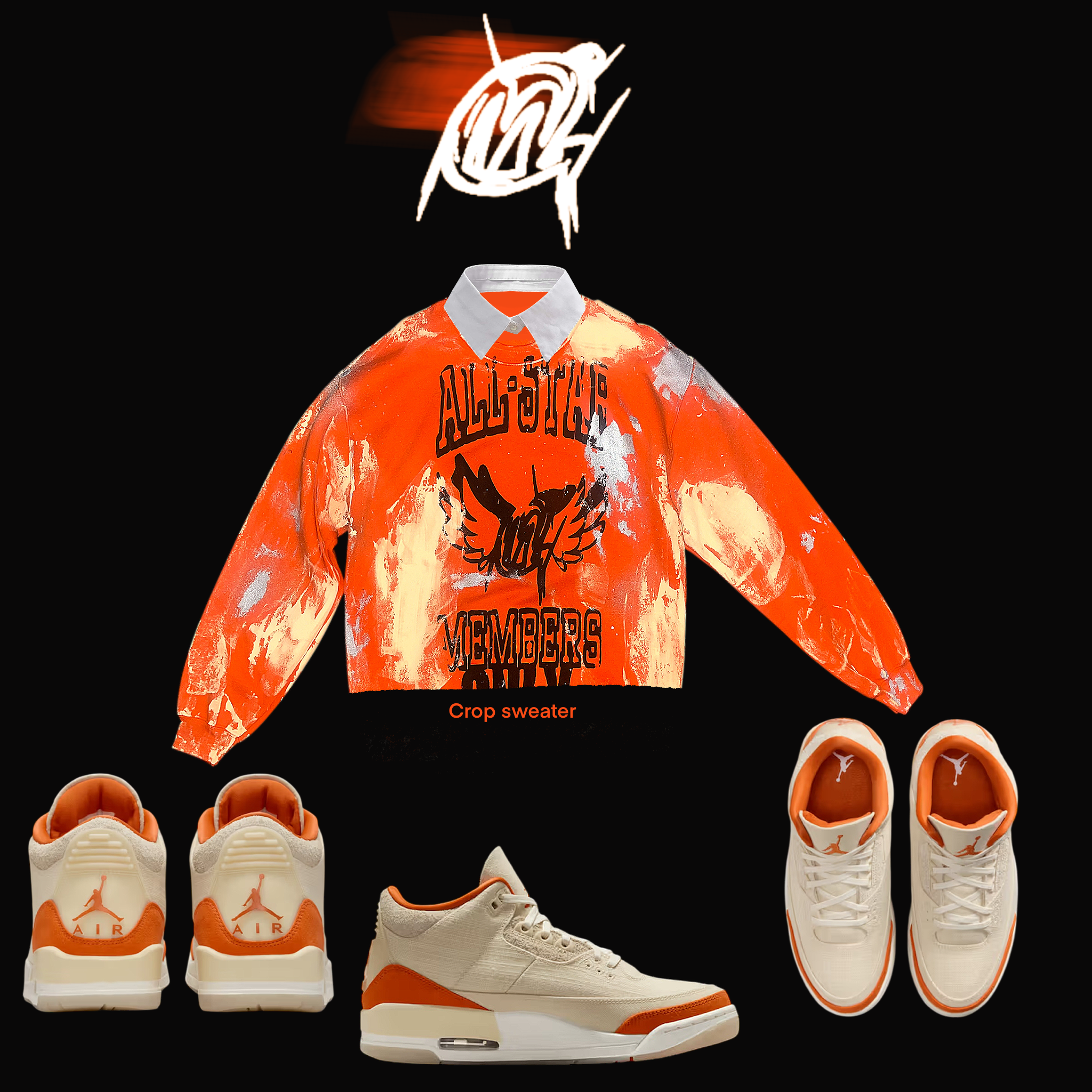 Orange All-Star Graffiti Sweater